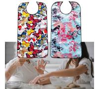 2-Pack Adult & Child Waterproof Bibs for Elderly, Disabled, or Special Needs - Adjustable Polyester Feeding Bib with Stain-Resistant, 46