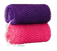 2-Pack African Exxfoliating Bath Sponges & Back Scrubber - Long Dual-Sided Body Scrubber for Deep Cleansing, Dead Skin Removal & Spa Massage (Pink & Purple)