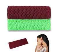 2 Pack African Net Sponge, Wsimily Authentic Exfoliating Stretchy Body Scrub Wash Net Back Scrubber Loofah for Deep Cleansing (30cmx75cm/11.81"x29.53") Stretch Length to 63 INCH - Green & Burgundy