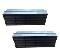 2 Pack Air Brick Vent Cover Grey with Black Front 204 x 60mm External Wall Duct Outlet for Rectangular Ducting