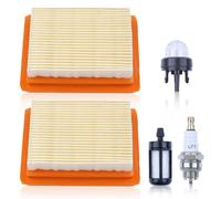 2 Pack Air Filter for Stihl FS120 FS200 FS250 FS300 FS350 FS400 FS450, Includes Spark Plug, Fuel Filter, and Primer Bulb, for Lawn Mowers and Brushcutters Replaces 4134 141 0300