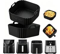 2-Pack Air Fryer Liners, Airfryer Silicone Liners for 4.7-6.5L Air Fryer | Reusable|Food Grade Silicone|Deformation Resistant|Non-Stick & Odorless|Black|for Ninja 6.2L/4.7L, Tefal 5L, Instant Pot 5L