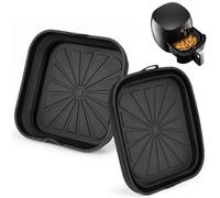2 Pack Air Fryer Liners Silicone, Reusable & Foldable Airfryer Inserts with Handles, Kitchen Accessories for Airfryers, Oven & Microwave