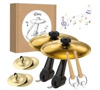2 Pack Air Vent for Car Cymbals, Mini Drum Crash Cymbal Set with Mini Drum Sticks and 4 Thumb Cymbals Compact Durable Accessory