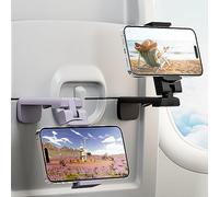 (2 Pack)Airplane Phone Holder - Klearlook 4 in 1 Adjustable Phone Stand for Travel, 360 Rotation Handsfree Flight Phone Holder, Foldable Travel Essentials for Flying/Traveling/Home/Office-Black Purple