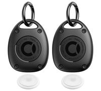 2 Pack AirTag Keychain Cover | IPX8 Waterproof, Ultra-Compact | Portable Air Tag Holder for Dog Collar, Backpack, Keys, Luggage, Black
