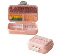 2 Pack Airtight Portable Pill Organizers, Fun Suitcase Shape Storage Box with Seal, Compact Travel Medication Case (Pink,Small+Large)