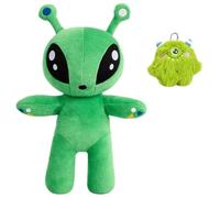 2-Pack Alien Plush, Green Alien Toy with Large-Eyed Monster Keychain, Sci-Fi Collectible for Display and Gifting, Soft Plush Stuffed Animal, 35 cm Size