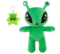 2-Pack Alien Plush, Green Large 35cm Alien with Mini Coal Charms Set, Plush Toy, Soft Sci-Fi Creature, Green Figure Pillow for Boys Girls and Fans Gift Collectors