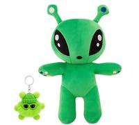 2-Pack Alien Plush Toy, Green Large 35cm with Mini Coal Charms Set, Soft Alien Doll for Collectors and Enthusiasts