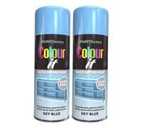 2 Pack All Purpose Gloss Sky Blue Spray Paint Aerosol 400ml Cans for Wood, Metal, Plastic, Interior and Exterior Craft, DIY - Quick Drying Professional Color Finish for Indoor & Outdoor Use