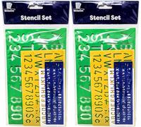 (2 Pack) Alphabet & Number Stencil Set - 4 Reusable Plastic Stencils - Assorted Sizes (3cm-0.7cm) - Ideal for Art, DIY, Sign Making, School Projects & Crafts