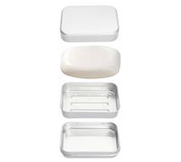 2 Pack Aluminium Soap Box with Lid and Drip Tray, Rustproof and Durable, Travel Soap Case for Solid Soap and Shampoo Bars, 98×68×35 mm