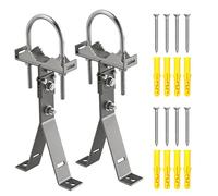2 Pack Aluminum Antenna Mast Wall Mount Bracket, 180° Adjustable Rotating Head Pole Mount with U-Bolt Clamp, Lightweight Heavy Duty Wall Mount Kit for TV Antenna, Weather Station, Wireless Bridge