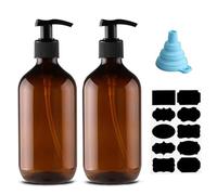 2 Pack Amber Soap Dispenser, 500ML/17oz Refillable Empty Press Pump Bottles, Plastic Liquid Soap Dispenser Storage Holder Container for Lotions, Shampoo, Conditioner (Brown*2)