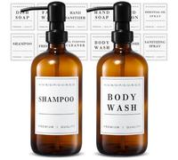 2 Pack Amber Soap Dispenser with Stainless Steel Pump,500ml Brown Glass Soap Dispensers,Hand and Dish Soap Dispenser for Kitchen & Bathroom,Refillable Amber Glass Bottle with Pump and Label
