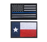 2 Pack American US Texas Flag Patch USA Texas State Flags Embroidered Patches United States Flags Emblem Shoulder Sew On for Clothes Hat Backpacks Decorations (Blue Line+Black)