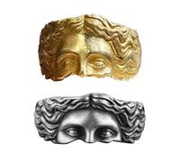 2 PACK Ancient Greek Ring, Venus Half Face Ring, Antique GreekRing with Calming Effect, Fashionable Finger Rings for Women and Men, Adjustable for Teens, Outdoor, Special Occasions