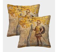 2 Pack Ancient Roman Soldiers Pillow Case 45x45cm Throw Pillow Case,Modern Decoration Ginkgo Trees with Yellow Leaves Pattern Outdoor Cushion Cover for Terrace Sofa Bedroom Indoor Outdoor Party