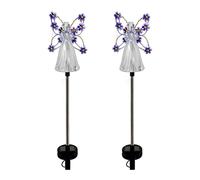 2 Pack Angel Solar Lights LED Solar Garden Lights Outdoor Garden Decoration Waterproof Solar Lights for Halloween Christmas (Violet)