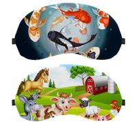 2 Pack Animal Farm Spring Sleep Mask, Completely Block Out Light Eye Mask for Side Sleeper, Zero Eye Pressure Night Blindfold, Adjustable Eye Shade Cover