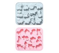 2 Pack Animal Silicone Molds, 12 Cute Farm Animals Themed Baking Moulds for Chocolate, Ice Cube, Cake, Dessert, Candy, Mousse, Pastry, Handmade Soap, Cupcake Topper, Jelly, Pudding, Wax Melts