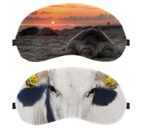 2 Pack Animal White Milk Cow Dairy Cattle Sleep Mask for Side Sleeper Men Women, Light Blocking Eye Mask Cover Eyeshade with Adjustable Strap, Night Blindfold