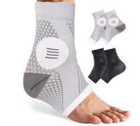 2 Pack Ankle Support Sleeves, S-XL Ankle Compression Socks, Ankle Support Brace for Sprained Ankle Plantar, Anti-Slip Ankle Compression Sleeve Socks Sports Strains Running (Black&Grey, L/XL)
