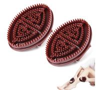2 Pack Anti Cellulite Massager Brush & Handheld Lymphatic Drainage Tool, Brown Body Scrubber Mitt for Circulation Exfoliation, Portable Meridian Massage Glove for Legs Arms Back (2)