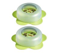 2-Pack Anti-Escape Reptile Feeding Bowls - Transparent Mealworm & Water Di | Innovative Inward-Curved Edge Design Effectively Mealworms & Live Feeders From Escaping, Wide & Flat Broad Base Off