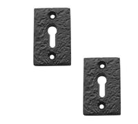 2 Pack Antique Black Rectangular Escutcheons 50x32mm for Classic Home Decor - Key Hole Cover