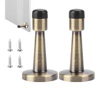 2 Pack Antique Brass Door Stop,Brass Door Stopper,Wall Mounted Door Stop for Skirtings,Bronze Door Stopper, Zinc Alloy and Rubber Anti-Collision Holder with 4 Screws for Home,Office,Hotel