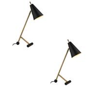 2 Pack Antique Brass & Matt Black Task Lamp - Modern Adjustable Table Desk Light