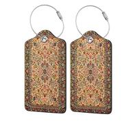 2 Pack Antique Persian 1 Luggage Tags for Suitcases PU Leather Privacy Protection Bag Tags Travel Essentials