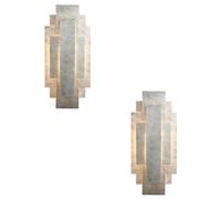 2 PACK Antique Silver Leaf Panel Wall Light - Twin G9 LED - Decorative Sconce