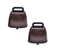 2 Pack Antique Style Metal Cow Bells, Super Loud Horse Sheep Cattle Farm Animal Brass Bell, Metal Pet Bells Bronze(Red Bronze)