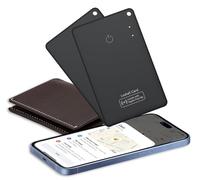 2 Pack [Apple MFi Certified] Air Tracker Tag Wallet Tracker Card, IP68 1.6mm Rechargeable Smartcard Work with Apple Find My, Keys Finder and Item Locator for Passport, Bags, Laptop, Black2, iOS only