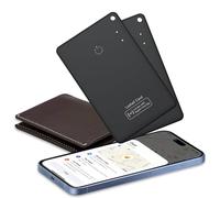 2 Pack [Apple MFi Certified] Air Tracker Tag Wallet Tracker Card, IP68 1.6mm Rechargeable Smartcard Work with Apple Find My, Keys Finder and Item Locator for Passport, Bags, Laptop, Black, iOS only
