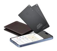 2 Pack [Apple MFi Certified] Air Tracker Tag Wallet Tracker Card, IP68 1.6mm Rechargeable Smartcard Work with Apple Find My, Keys Finder and Item Locator for Passport, Bags, Laptop, Black, iOS only