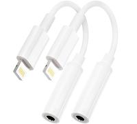 2 Pack Apple MFi Certified Lightning to 3.5 mm Headphone Jack Adapter, Aux Audio Dongle Cable Earphones Headphones Converter Compatible with iPhone 12 12 Pro11 XR XS X 8 7