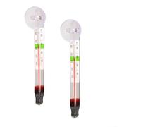 2-Pack Aquarium Thermometer with Suction Cup, Glass Fish Tank Thermometer with Easy-to-Read Celsius/Fahrenheit Display and Green Safe Zone for Freshwater Saltwater Tanks