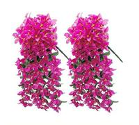 2 Pack Artificial Bougainvillea Flowers for Outdoors Decorations, UV Resistant Faux Flower Vines for Outdoor Planters, Fake Hanging Plants for Porch Patio Garden Balcony Decor