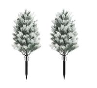 2 Pack Artificial Cedar Topiary Trees Christmas Faux Evergreen Shrubs with Ground Spike Realistic Cedar Cypress for Outdoor Indoor Front Porch, Garden, Patio, Office & Home Decor (A)