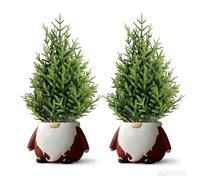2 Pack Artificial Cedar Topiary Trees with Ground Spike, Weatherproof Evergreen Tree, UV Resistant Greenery Plant, Christmas Faux Outdoor Plants for Room Garden Backyard Decor