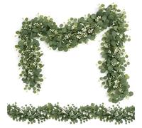 2 Pack Artificial Eucalyptus Garland 5.9ft Faux Green Hanging Plant Vines, Ivy Garland Perfect for Spring and Winter Decoration Dining Table Wedding Party Home Decoration