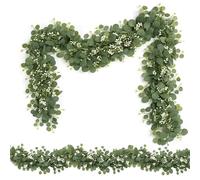 2 Pack Artificial Eucalyptus Garland 5.9ft Faux Green Hanging Plant Vines, Ivy Garland Perfect for Spring and Winter Decoration Dining Table Wedding Party Home Decoration