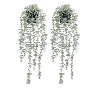 2-Pack Artificial Eucalyptus Hanging Plants - Realistic Sage Green Potted Wall Decor for Indoor & Outdoor