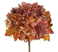 2 Pack Artificial Hydrangea Flowers Bouquet, Dahlia Autumn Flower Stems | 11.8" Rustic Autumn Floral Arrangement for Vase Orange Faux Hydrangea Flowers for Farmhouse Wedding Thanksgiving Fall Decor
