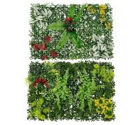 2-Pack Artificial Plant Wall Panels, 40x60cm Faux Greenery Wall Backdrop, Tropical Artificial Grass Fence Privacy Screen Panels for Indoor Outdoor Garden, Wedding, Party, Home Wall Decor