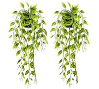 2 Pack Artificial Plants Indoor, Fake Hanging Plants for Home and Office Decor, Trailing Artificial Plants for Wall Shelf and Balcony Decor, No Maintenance Required Artificial Hanging Plants Indoor